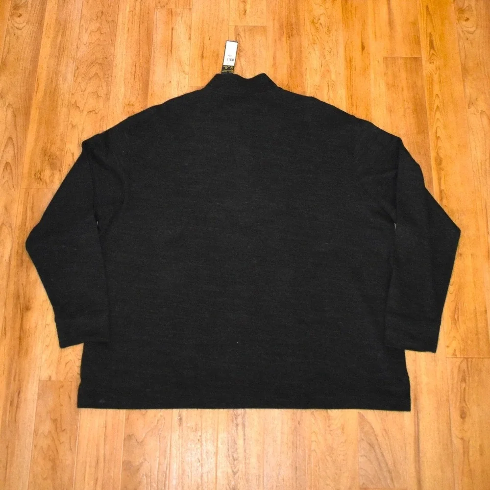 Polo Ralph Lauren Quarter Zip Mens 2XB Black New Estate Rib Pullover Sweater